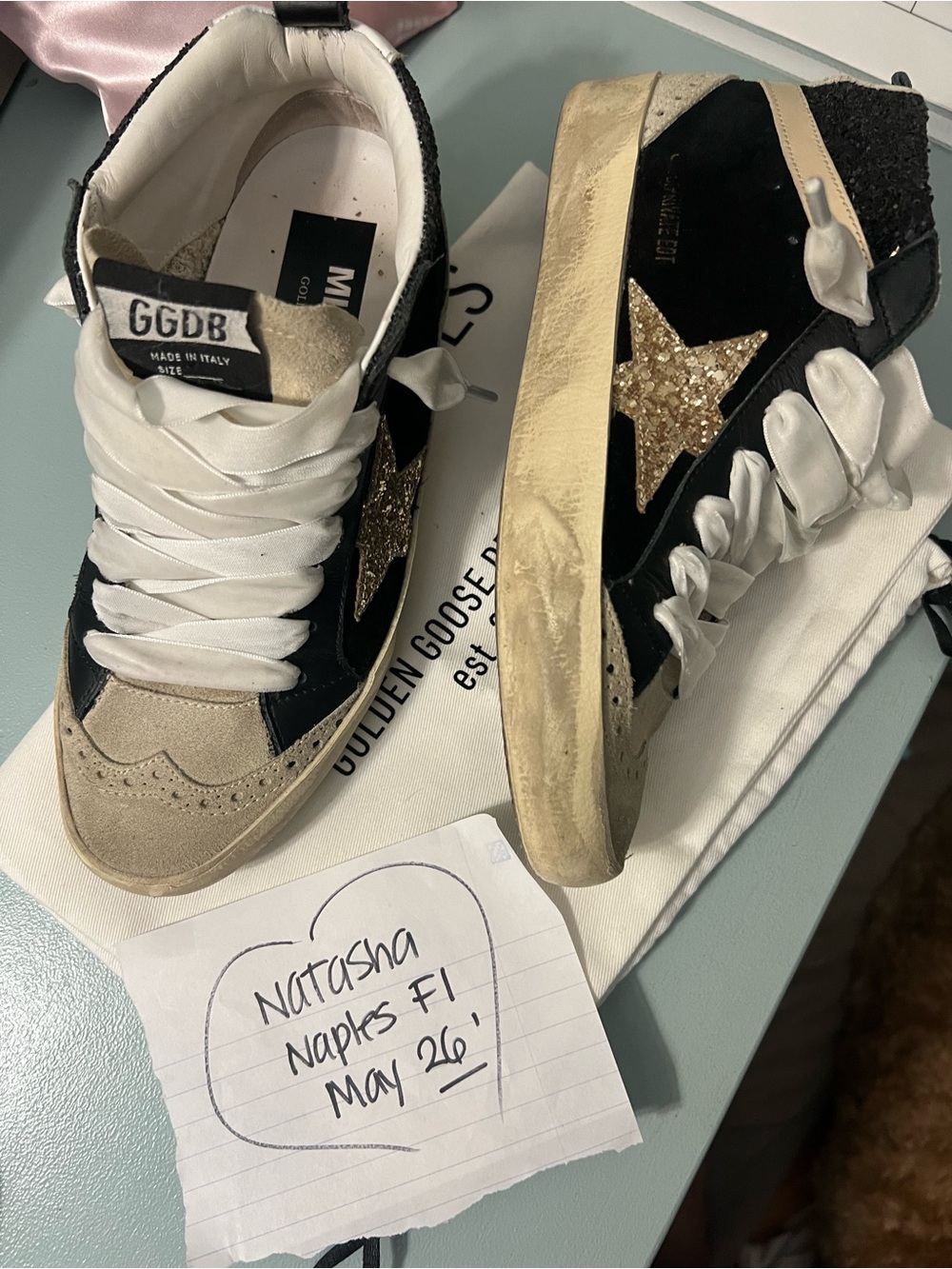 Golden Goose white and black leather MID sneaker